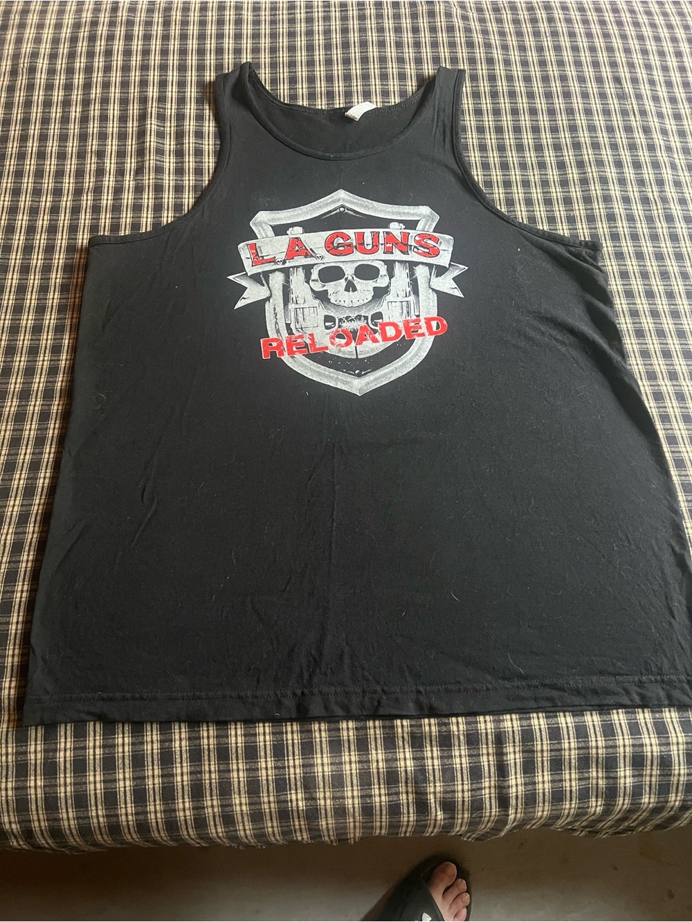 LA Guns Reloaded Black Tank Top with Skull Logo